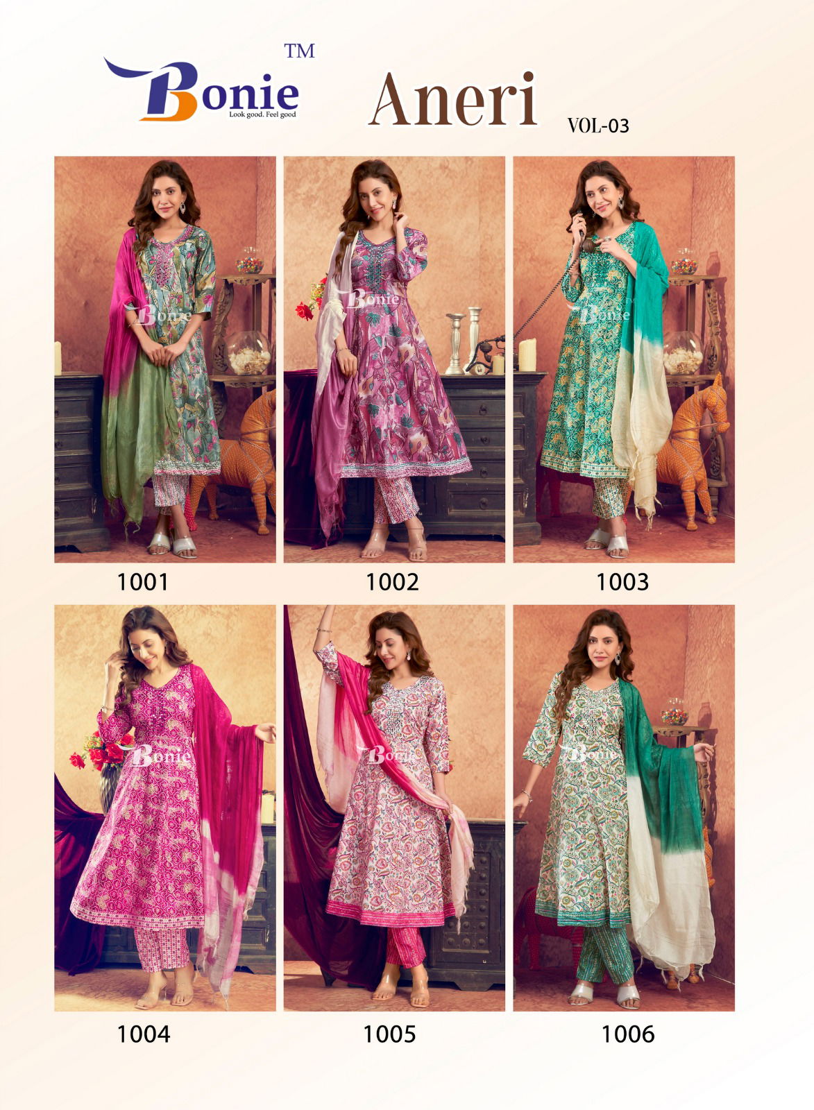Aneri Vol 3 By Bonie Printed Anarkali Kurti With Bottom Dupatta Wholesale Price In Surat